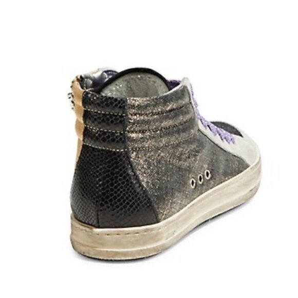 P448 Black + Gold Glitter High top sneakers purple sparkly or grey laces Size 6 - Picture 7 of 16